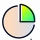 A AI-generated app icon of a pie chart in physical color color scheme