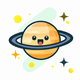 A AI-generated app icon of the Saturn planet in light grey , marsala , medium blue , turquoise color scheme