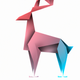A AI-generated app icon of a deer in brown color and hot pink color and pastel gray color and light blue color color scheme