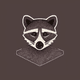 A AI-generated app icon of a raccoon in jet black , medium slate blue color scheme