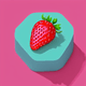 A AI-generated app icon of a strawberry in rose red , dark sea green color scheme