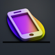 A AI-generated app icon of a sleek, minimalist phone  in beige color and periwinkle color and saffron color and wisteria color color scheme
