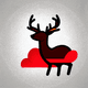 A AI-generated app icon of a deer in dark red , whitesmoke color scheme