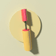 A AI-generated app icon of a Mascara Wand in cream , golden yellow , tomato , red color scheme