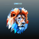 A AI-generated app icon of lion in very peri , medium slate blue , tangerine , slate blue color scheme