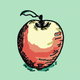 A AI-generated app icon of an apple in light green , sea green , cornflower blue , goldenrod color scheme