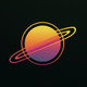 A AI-generated app icon of a quasar in sepia color and sunshine yellow color and coral pink color and green-yellow color color scheme