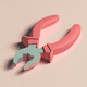A AI-generated app icon of a pair of linesman pliers in peach puff , light grey , rose red , olive color scheme