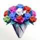 A AI-generated app icon of a bouquet of roses in coral color and lavender color and light green color and laser lemon color color scheme