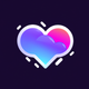 A AI-generated app icon of a cloud with a heart in it in  color scheme