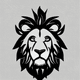 A AI-generated app icon of a lion in charcoal , ghost white color scheme