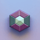 An app icon of  an image of a hexagon diamond shape with sea green and cream and olive and magenta scheme color