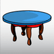 An app icon of  an image of a table with deep sky blue and pastel red and gainsboro and navajo white scheme color