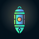 A AI-generated app icon of a fishing light in yellowish-green color and bright yellow color and golden yellow color and vivid green color color scheme