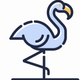 A AI-generated app icon of a flamingo in blue and black color scheme