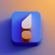 A AI-generated app icon of a paintbrush in champagne , blue violet , bright orange , azure color scheme