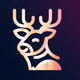 An app icon of  an image of a Reindeer with rose gold and clear and tan and yellow scheme color