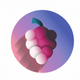 A AI-generated app icon of a grape in pastel brown color and pastel gray color and pastel blue color and pinkish red color color scheme