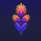 A AI-generated app icon of a liatris flower in violet-red color and dandelion yellow color and violet-blue color and peach color color scheme