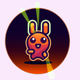 A AI-generated app icon of a Hare in bordeaux , bright orange , kelly green , plum color scheme