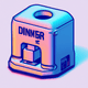 A AI-generated app icon of a 3d printer in blue , medium purple , cinnabar , sage color scheme