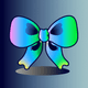 An app icon of  an image of a bow with honey dew and off white and charcoal and steel blue scheme color
