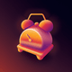 An app icon of  an image of an alarm clock with crimson and honey dew and gray and gold scheme color
