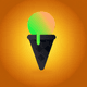 An app icon of  an image of an Ice cream cone with olive and silver and orange and light yellow scheme color