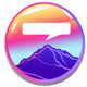 A Circular Speech Bubble Has A Calming Sunrise Mountain Inside app icon - ai app icon generator - app icon aesthetic - app icons