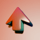 A AI-generated app icon of an arrow up left  in burnt orange , rose red , mint , very peri color scheme