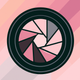 A stylized camera aperture  app icon - ai app icon generator - app icon aesthetic - app icons