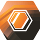 An app icon of  an image of a hexagon diamond shape with cognac and yellow orange and gainsboro and olive drab scheme color