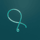 A AI-generated app icon of a rhythmic gymnastics ribbon in mint blue , peach puff , fuchsia , baby pink color scheme