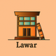 A AI-generated app icon of a law library in brown color and seafoam green color and peach color and orange-yellow color color scheme