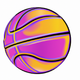 A AI-generated app icon of a basketball ball in purple and orange color scheme