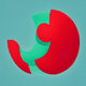 A AI-generated app icon of a cherry in light blue , jade green color scheme