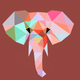 A AI-generated app icon of elephant in tangerine , rose red , pastel blue , dark khaki color scheme