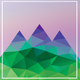 A AI-generated app icon of a frame of a mountain landscape in red color and baby blue color and lime color and green color color scheme