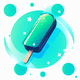 A AI-generated app icon of an Ice pop in cornflower blue , seafoam green , cornflower , medium turquoise color scheme