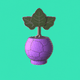 A AI-generated app icon of potted Fiddle-Leaf Fig in mulberry , light sea green , celadon , light sky blue color scheme