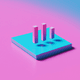 An app icon of  an image of a view columns  with light blue and rose red and dusty rose and blue violet scheme color