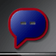 A AI-generated app icon of a chat bubble in cornflower , red , ebony , light yellow color scheme