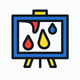 A AI-generated app icon of a canvas frame with a brush in colorful color scheme