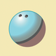 A AI-generated app icon of a bowling ball in indigo color and turquoise color and beige color and salmon color color scheme