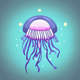 An app icon of  a jellyfish with lemon chiffon and dark orchid scheme color