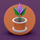 A AI-generated app icon of potted peace lilies in orange , lilac , burgundy , taupe color scheme