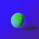 A AI-generated app icon of the earth in deep sky blue , celadon , mulberry color scheme
