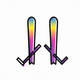 A AI-generated app icon of a skis in violet-blue color and sunglow color and yellow-orange color and gold color color scheme