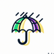 A AI-generated app icon of an umbrella in yellow color and burnt orange color and green-blue color and light pink color color scheme