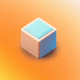 A AI-generated app icon of a yoga block in powder blue , antique white , dark khaki , orange color scheme
